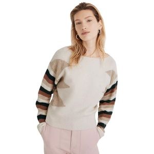 Madewell Stripe-Sleeve Geo Pullover Sweater Women’s Size XXS